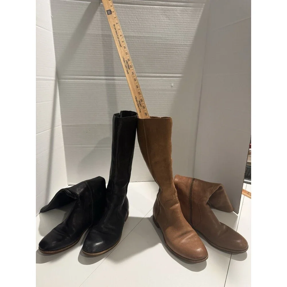 Kork-Ease Tanana Tall Leather Boots lot of 2 Black & Brown Womens 7M knee high